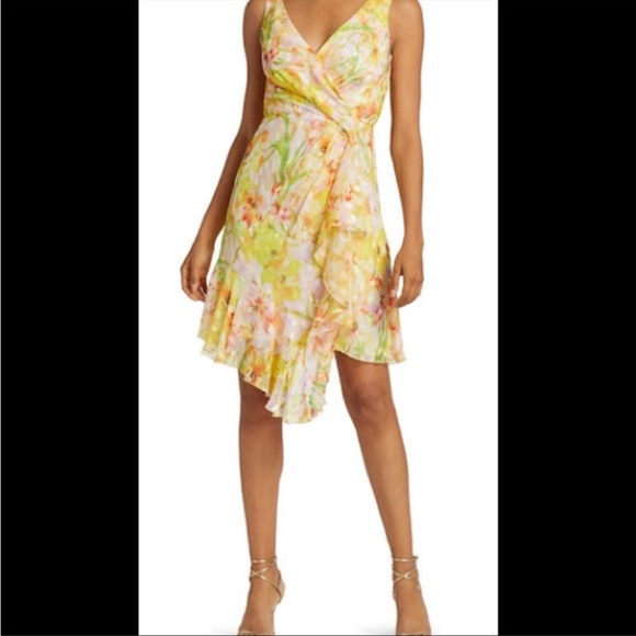NWOT Marchesa Silky Printed Ruffle Mini Dress - Picture 12 of 14